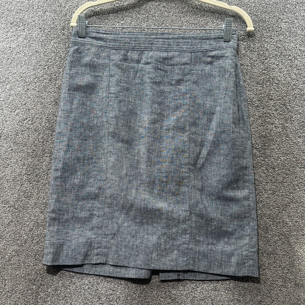 Banana Republic Pencil Skirt Size 4 Gray Linen Cotton Office Minimalist Career